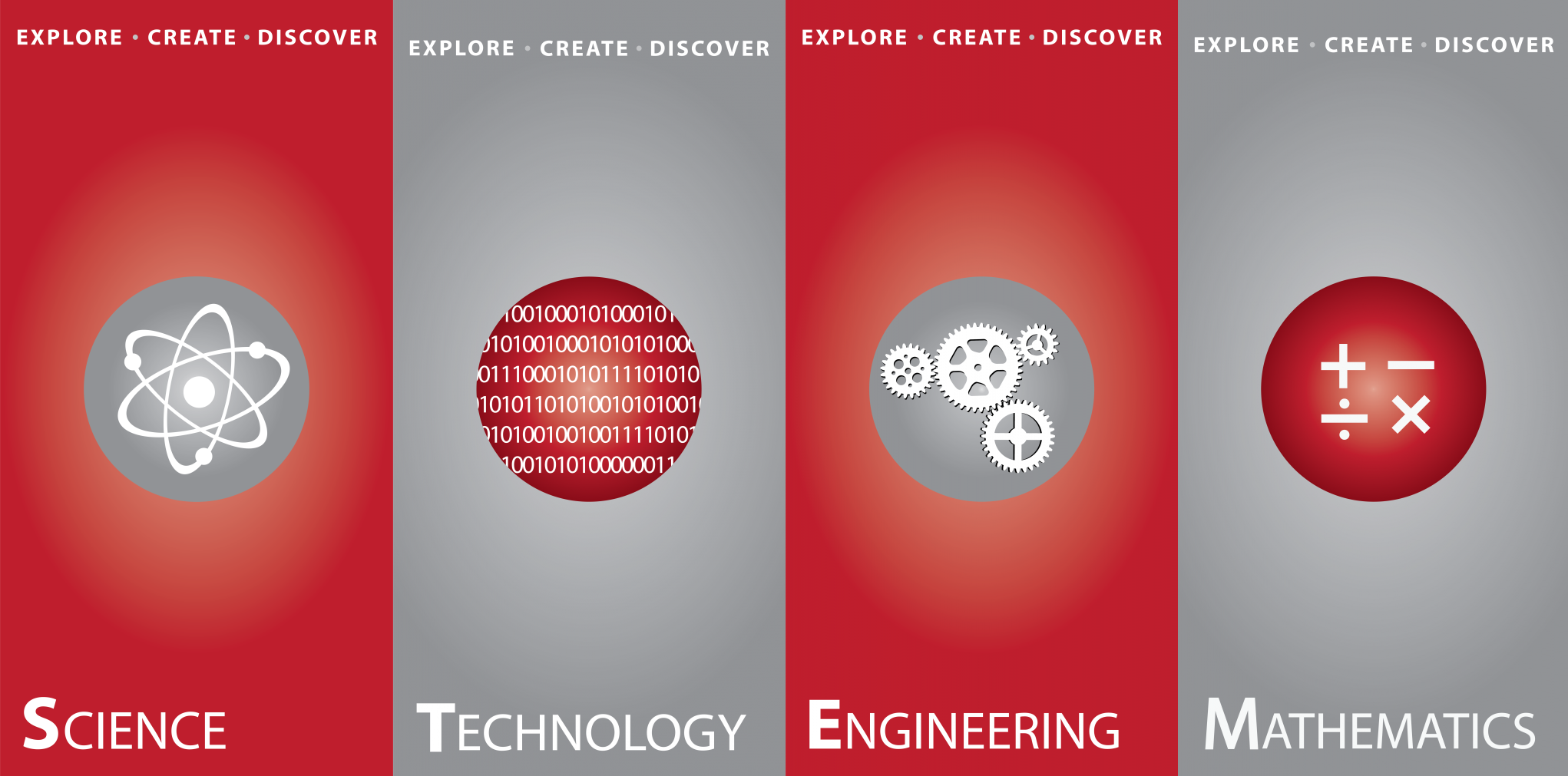 Science Technology Engineering Mathematics red and grey logo
